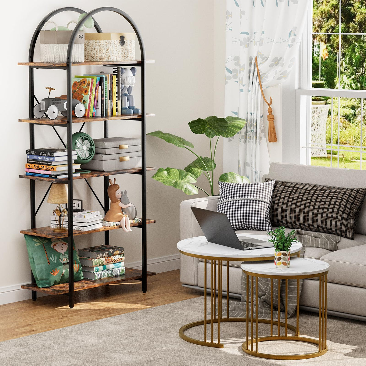 5 Tier Arched Bookshelf U811