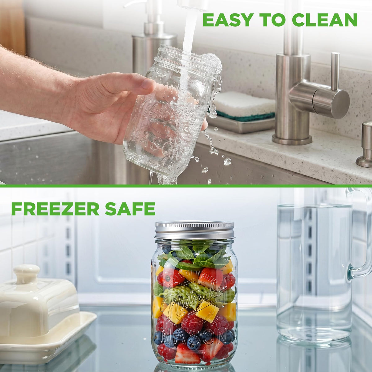 8-Pack 16 oz Glass Mason Jars with Lids T486921