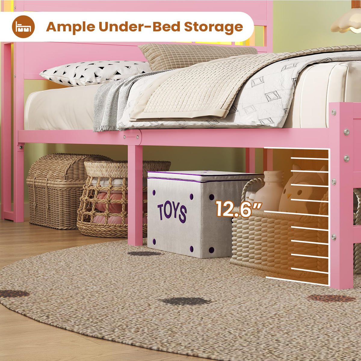 Twin Bed Frame with Storage Headboard E6991