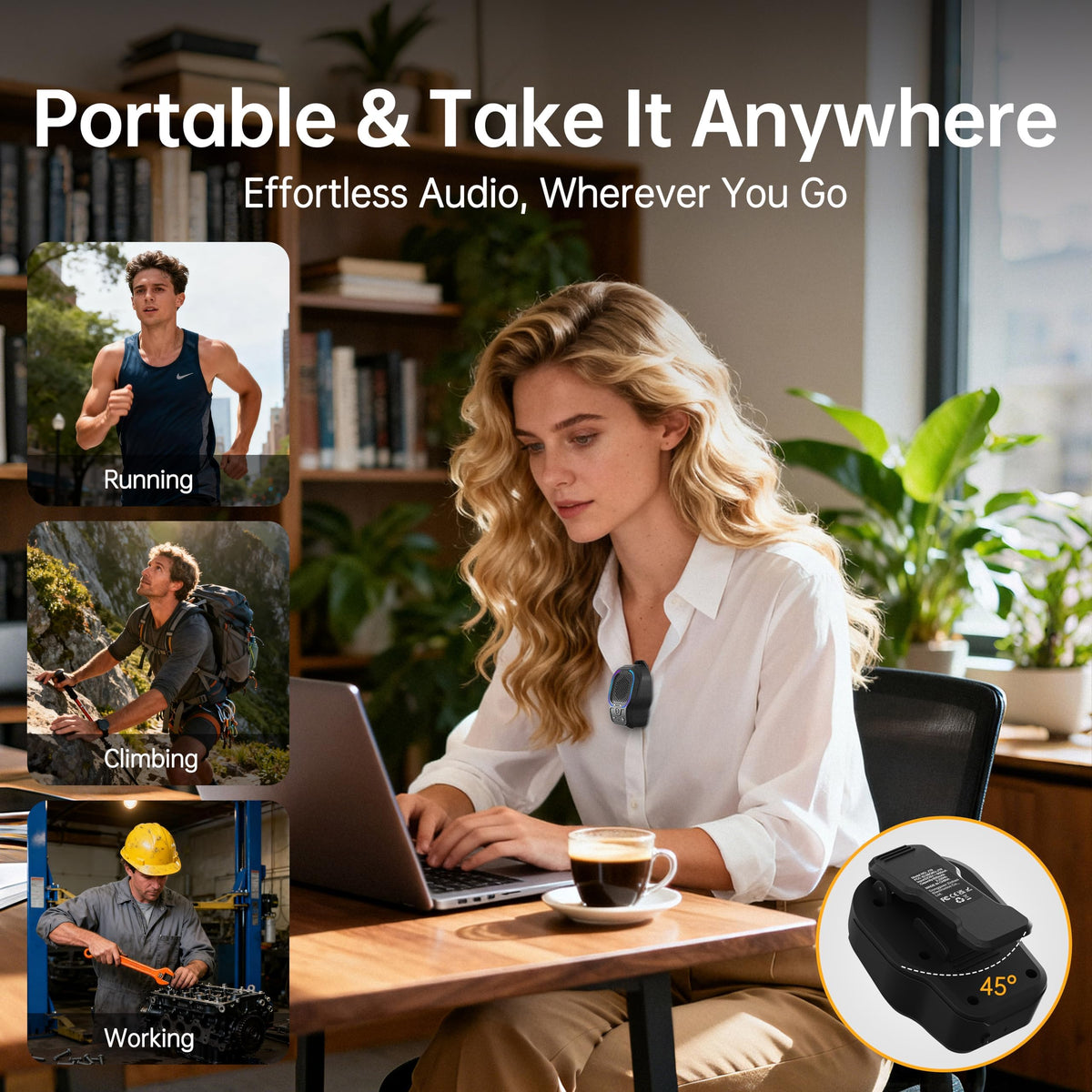Black Magnetic Clip-on Portable Bluetooth Speaker K5453