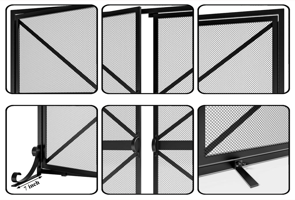 Wrought Iron Fireplace Screen with Doors E280505