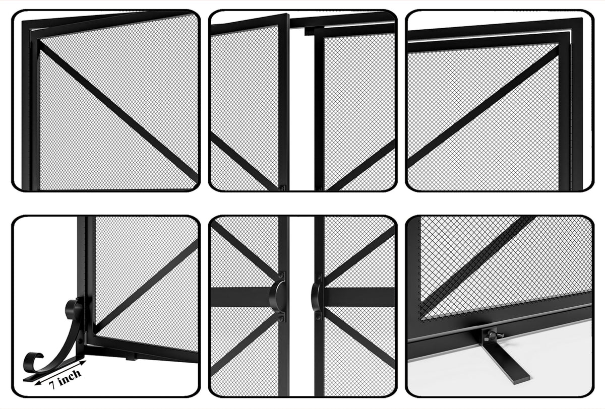 Wrought Iron Fireplace Screen with Doors E280505