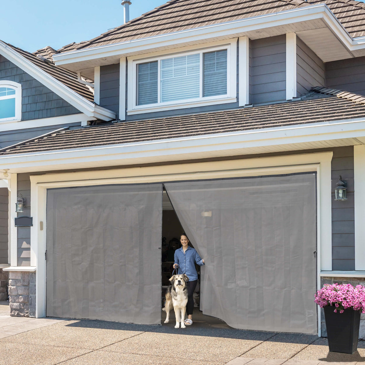 Magnetic Garage Door Screen 16x7 ft Fiberglass Mesh R924