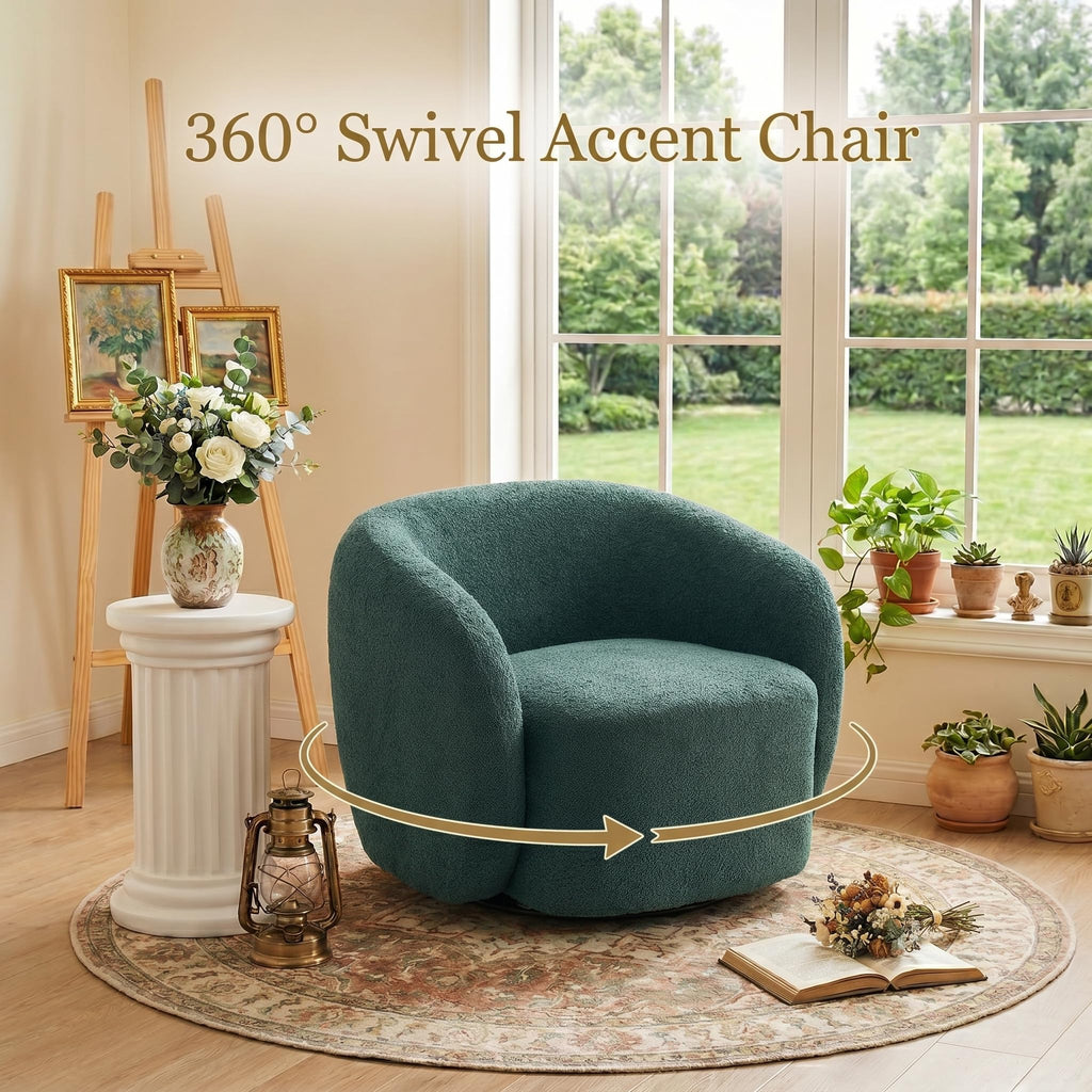 Green Boucle Swivel Accent Chair Set of 2 I378838