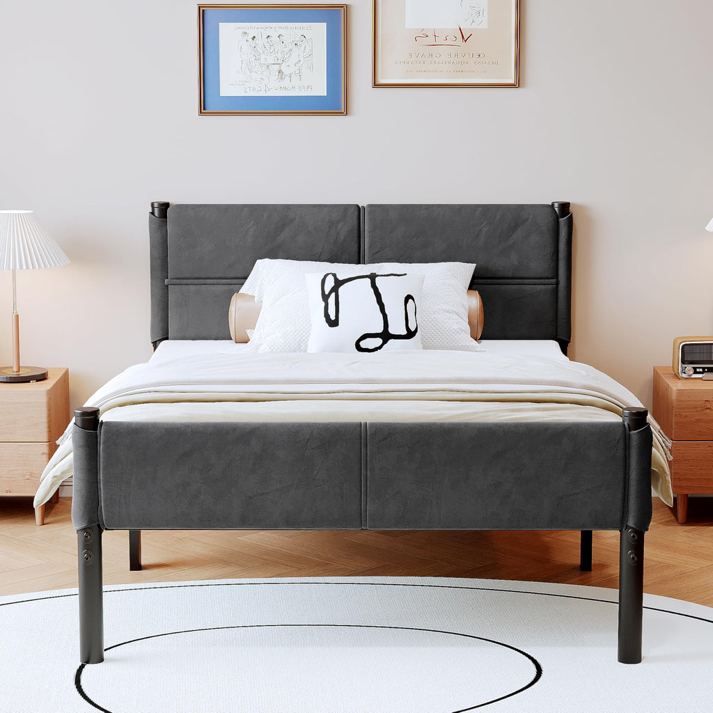 14 Inch Twin Size Grey Metal Bed Frame W792