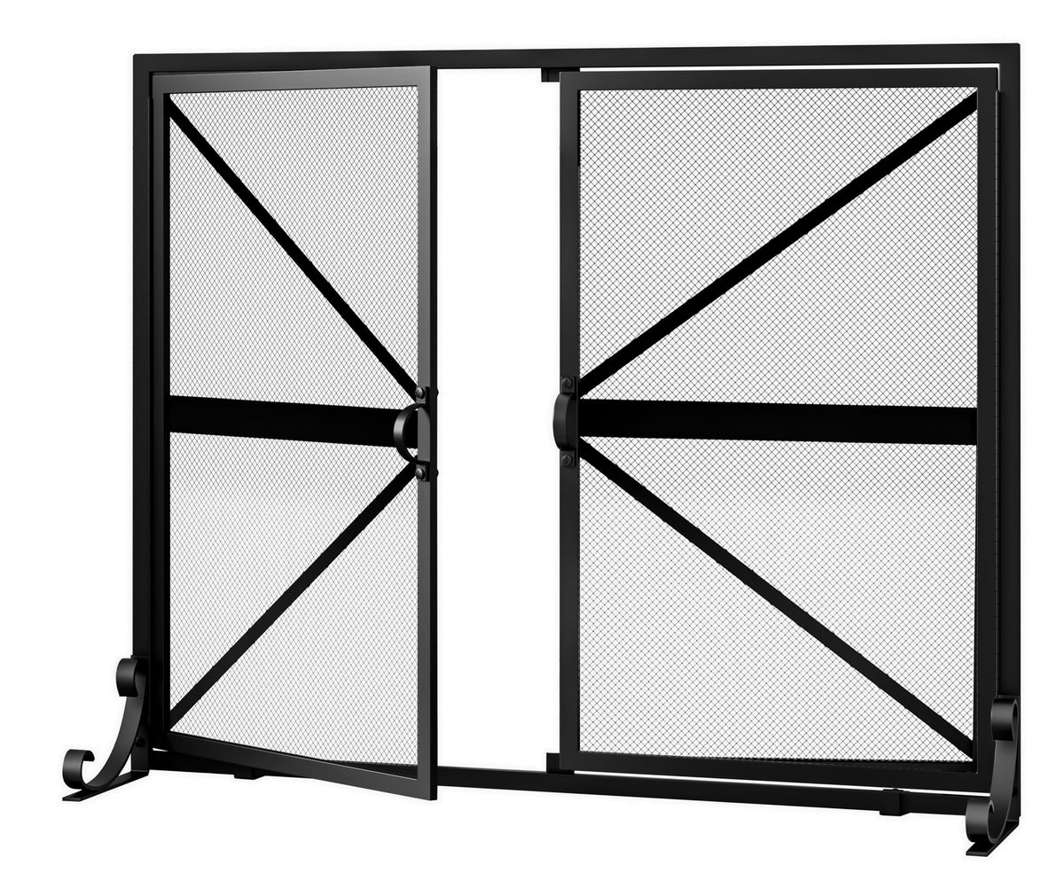 Wrought Iron Fireplace Screen with Doors E280505
