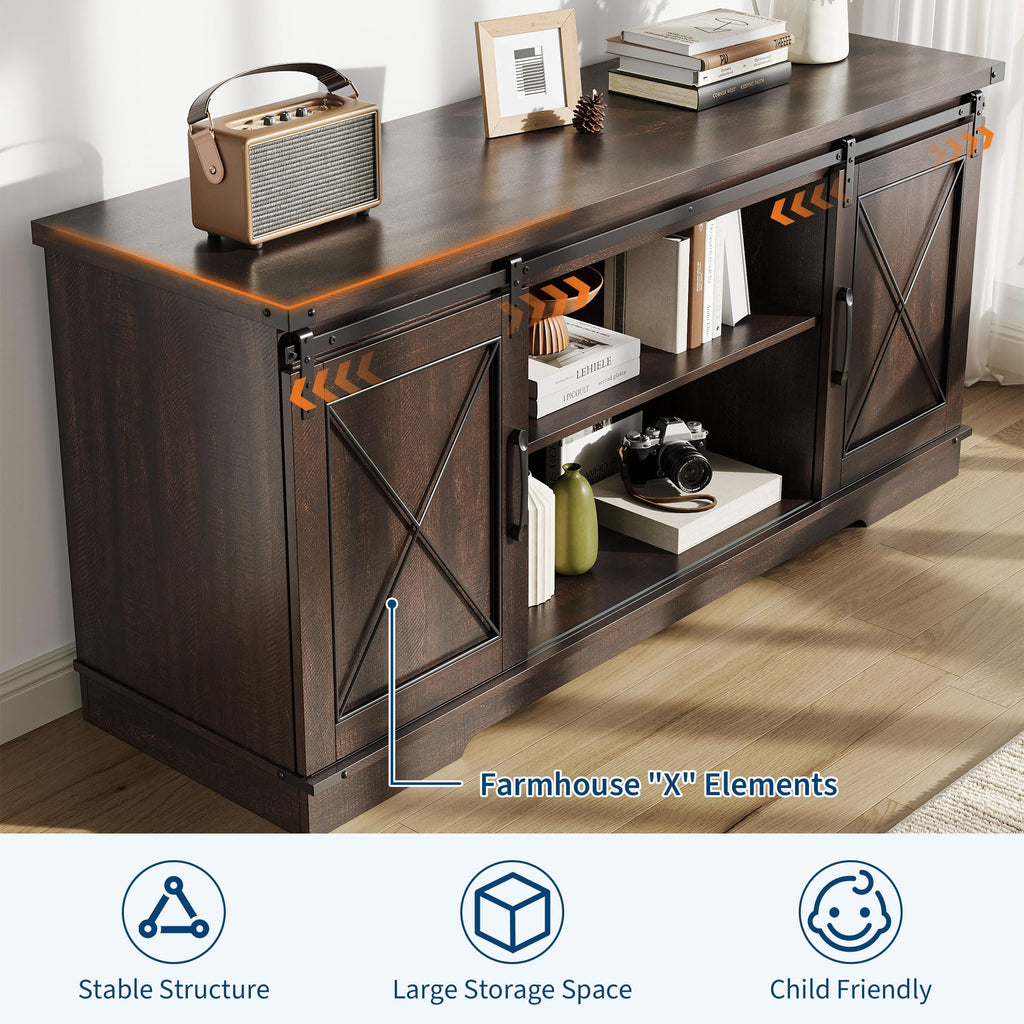 59" Brown Farmhouse TV Stand R8222