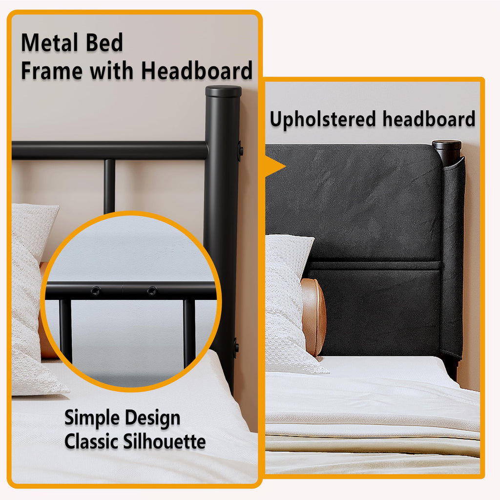 14 Inch Twin Size Grey Metal Bed Frame W792