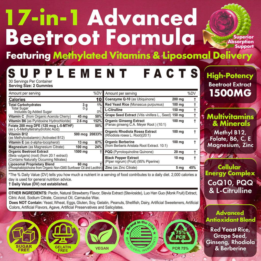 Beet Root Gummies 1500mg Pack of 2 M535