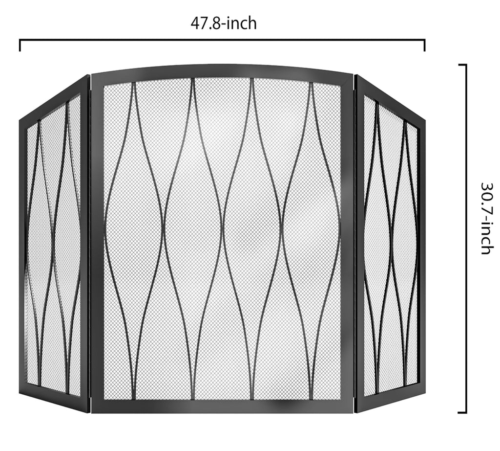 Childproof 3-Panel Wrought Iron Fireplace Screen X3928