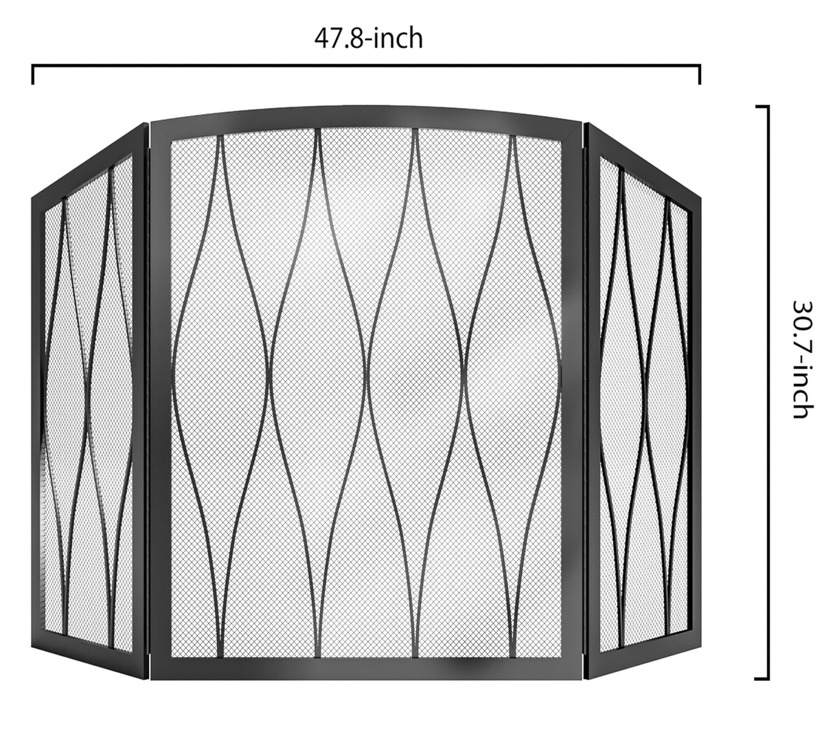Childproof 3-Panel Wrought Iron Fireplace Screen X3928