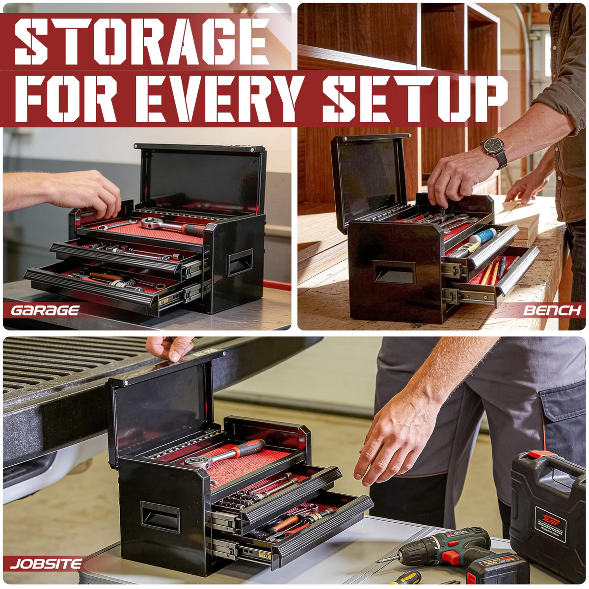 Black 2 Drawer Steel Tool Box Q864371