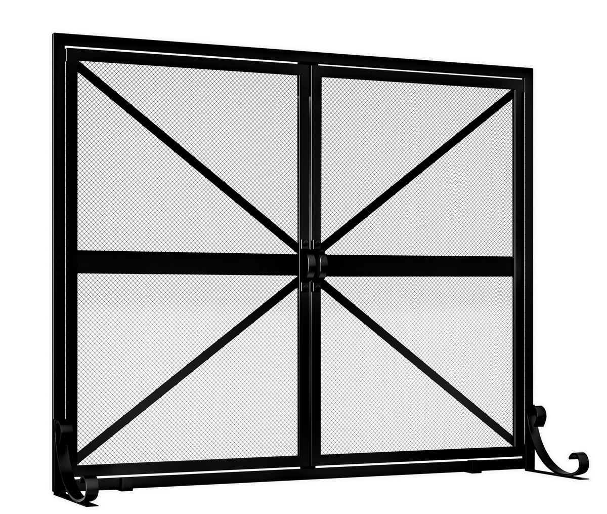 Wrought Iron Fireplace Screen with Doors E280505