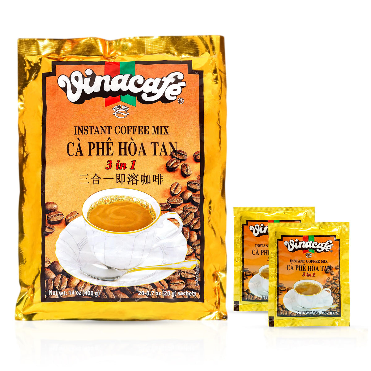 Instant Coffee Packets 3 in 1 Medium Roast Pack of 2 V6775