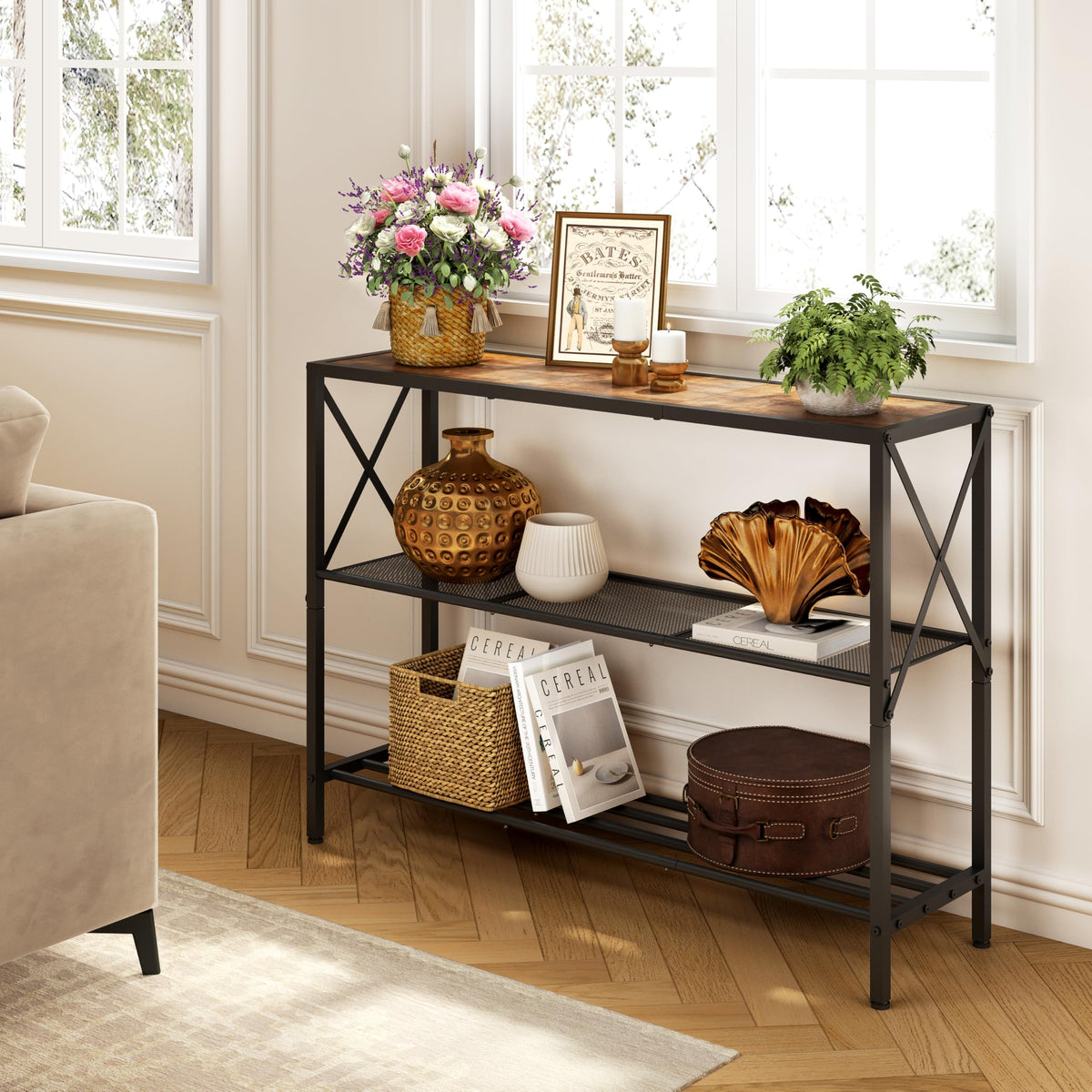3 Tier Narrow Console Table with Shelves C614209