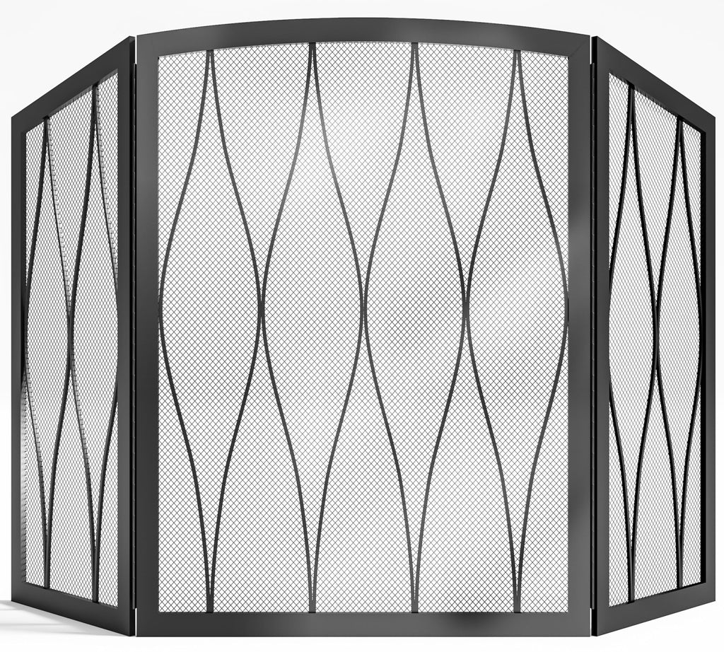 Childproof 3-Panel Wrought Iron Fireplace Screen X3928